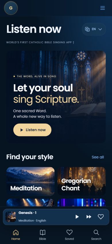 Jesus Catholic Bible home screen